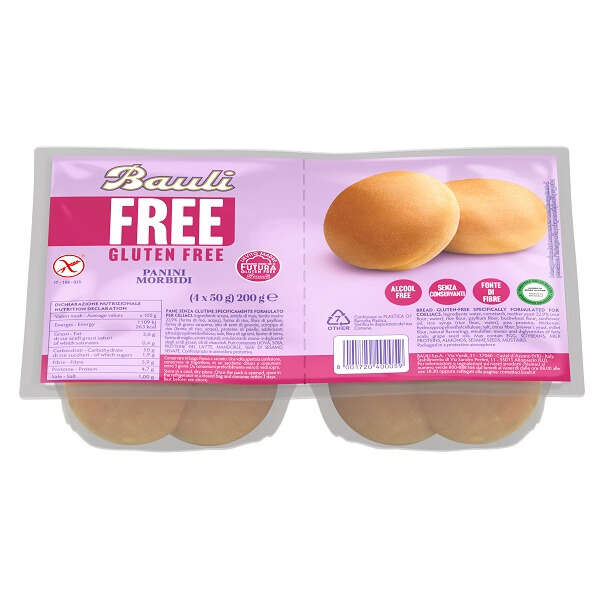 Bauli - Free panini morbidi 4 pezzi da 50 g