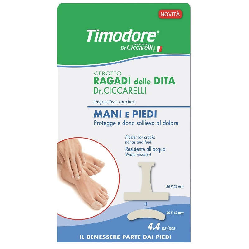 Timodore - Cerotto ragadi dita mani e piedi 50x60 mm 4 pezzi + 50x10 mm 4 pezzi