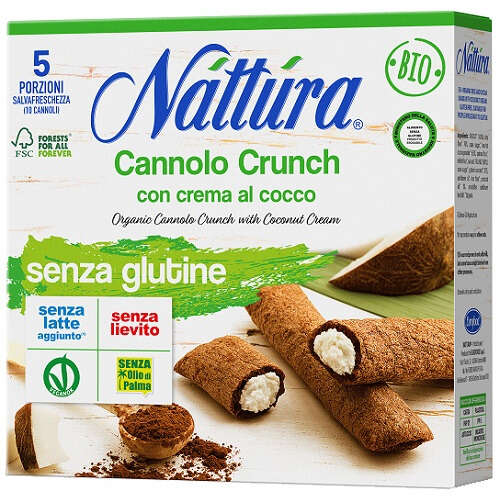 Nattura - Cannolo crunch con crema al cocco bio 5 pezzi da 25 g