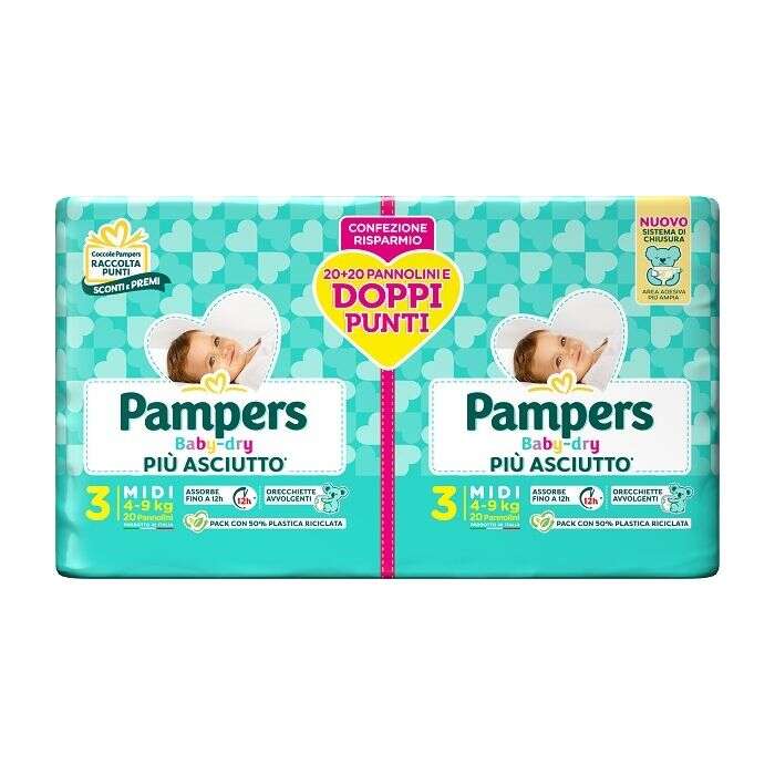 Pampers - BABY DRY PANNOLINO DUO DOWNCOUNT MIDI 40 PEZZI