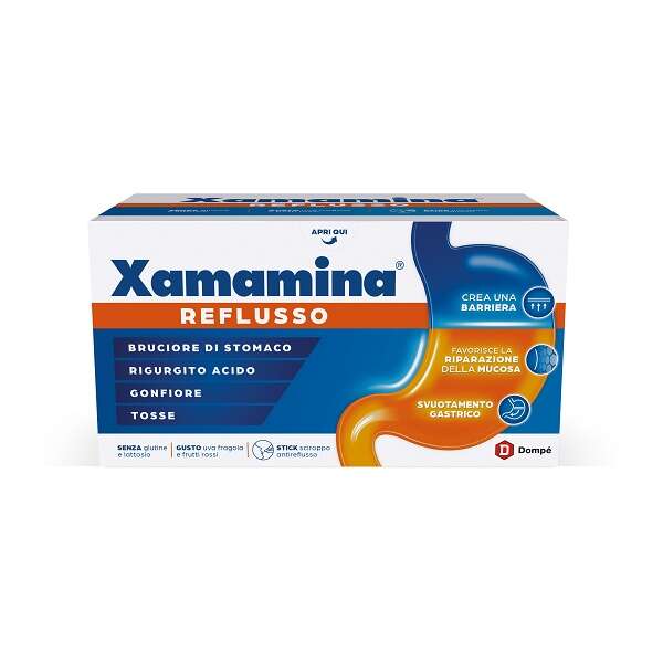 Xamamina reflusso - 25 stick da 20 ml gusto uva fragola e frutti rossi senza glutine senza lattosio