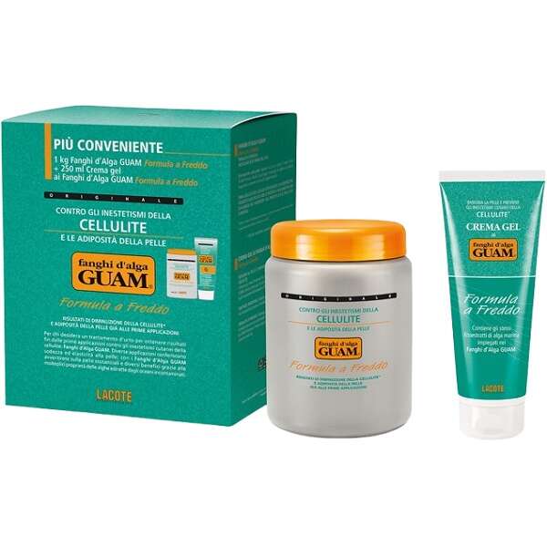 Guam - Fanghi d'alga confezione convenienza fredda con fanghi d'alga  1 kg + crema gel 250 ml formula a freddo