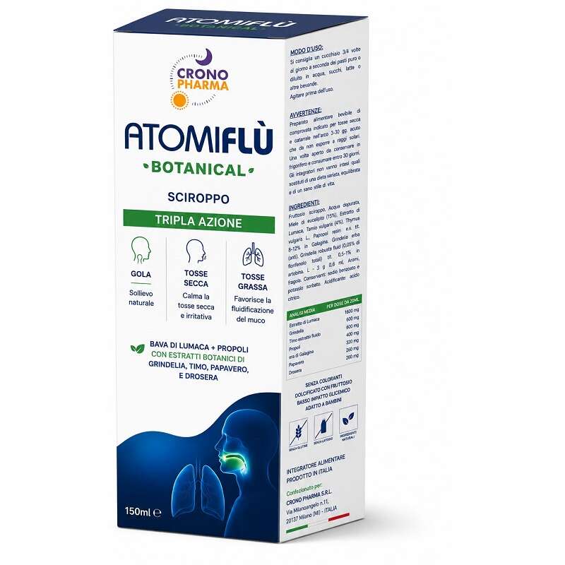 AtomiflÙ botanical - Atomiflu' botanical sciroppo tripla azione 150 ml senza coloranti con fruttosio