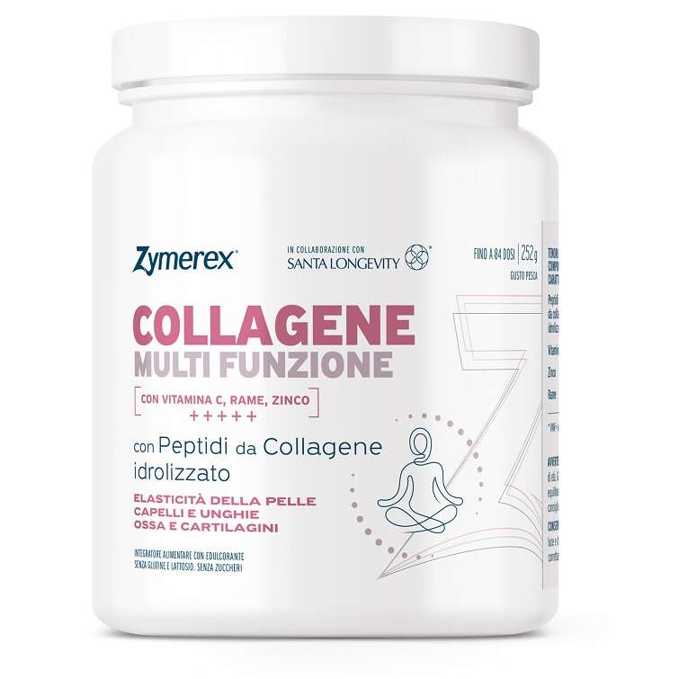 Zymerex - Collagene multifunzione 252 g gusto pesca con edulcorante senza glutine senza lattosio