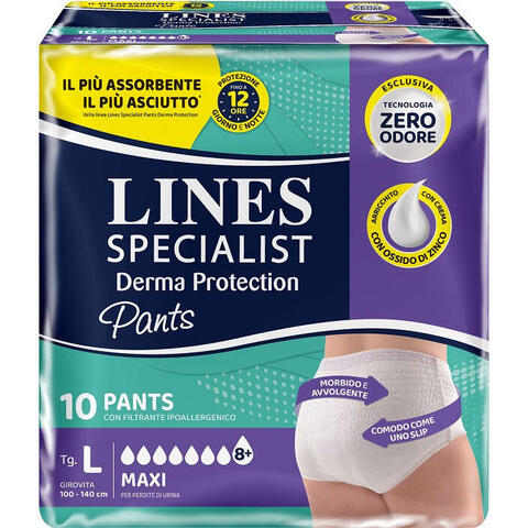 Lines specialist derma protection pants maxi - Pannolone per incontinenza lines specialist derma pants maxi l 10 pezzi