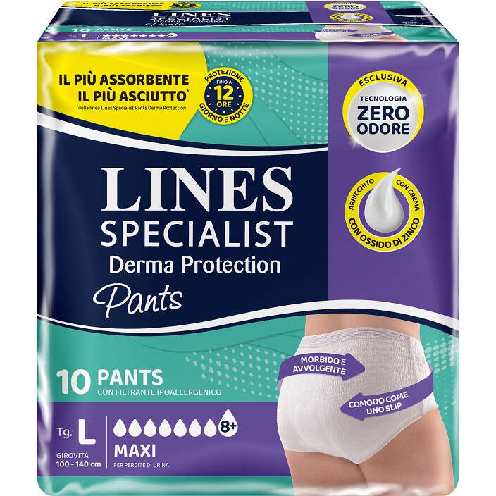 Lines specialist derma protection pants maxi - Pannolone per incontinenza lines specialist derma pants maxi l 10 pezzi