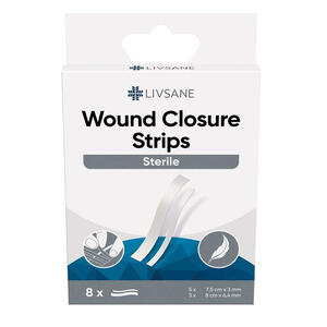 Livsane - Striscia adesiva sutura tagli e ferite  wound closure strips 8 pezzi