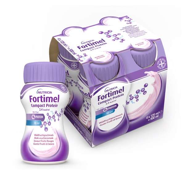 Fortimel - Nutricia  compact protein gusto frutti di bosco 4 bottiglie da 125 ml