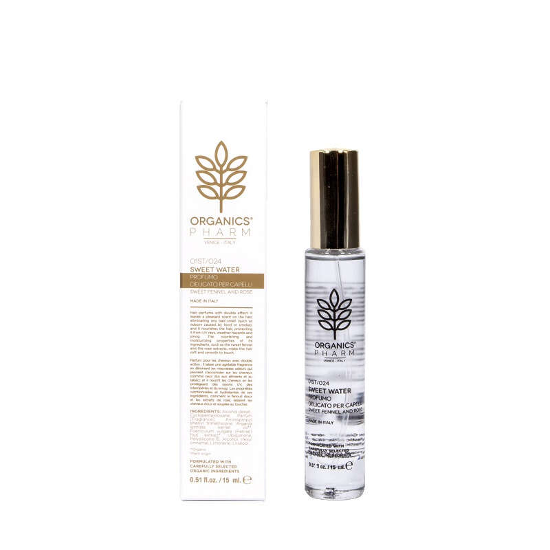 Sweet water - Organics pharm  profumo delicato per capelli finocchio e rosa 15 ml