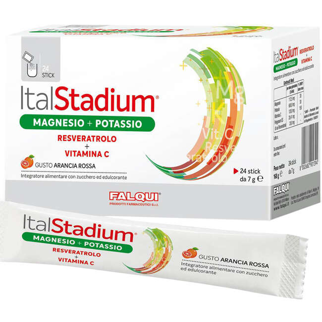 Italstadium - Magnesio potassio resveratolo vitamina c arancia rossa 24 stick