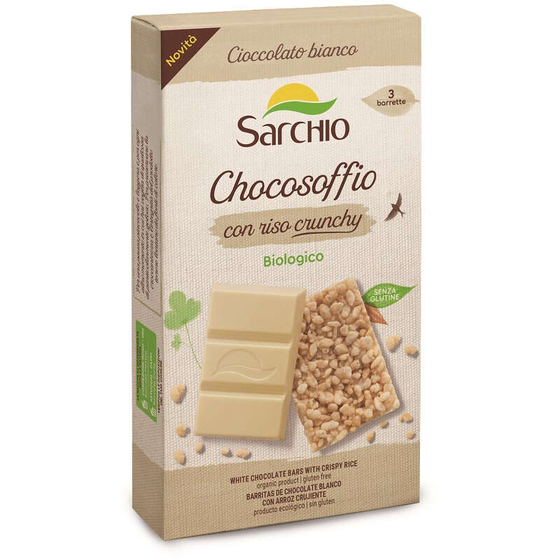 Sarchio - Chocosoffio barretta cioccolato bianco con riso croccate 3 pezzi da 25 g