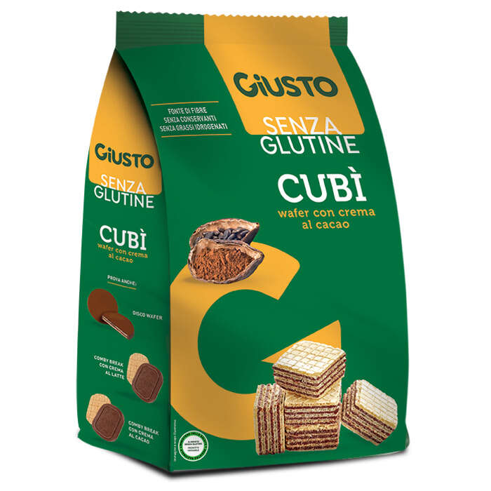 Giusto - Senza glutine cubi' wafer cacao 250 g