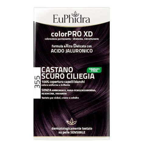 Euphidra - Colorpro xd 355 castano scuro ciliegia gel colorante capelli in flacone + attivante + balsamo + guanti