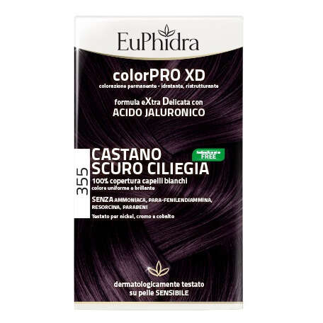 Euphidra - Colorpro xd 355 castano scuro ciliegia gel colorante capelli in flacone + attivante + balsamo + guanti