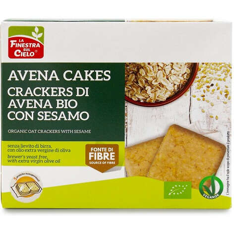 La finestra sul cielo - Avenacakes crackers di avena con sesamo bio vegan senza lievito di birra con olio extravergine di oliva 250 g