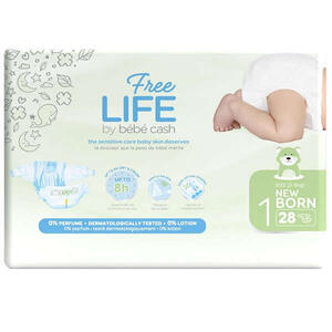 Freelife by bebecash new born taglia 1 2-4 kg girovita 30-41cm - Freelife by bebecash pannolini new born taglia 1 2-4 kg girovita 30-41 cm 28 pezzi