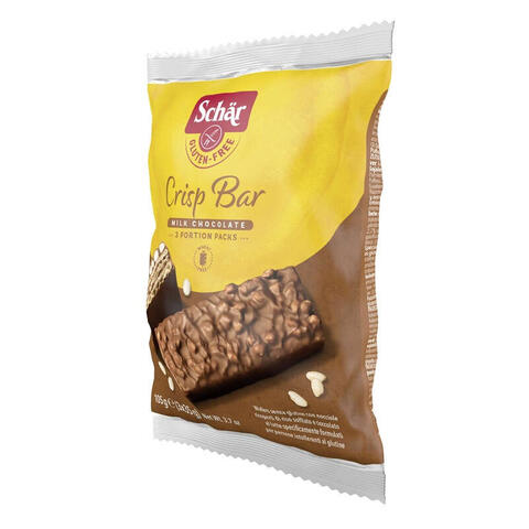 Schar - Crisp bar wafers con nocciole ricoperti di riso soffiato e cioccolato al latte 3 porzioni da 35 g