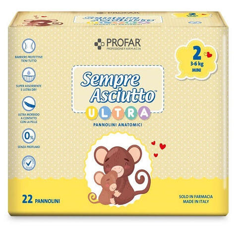 Profar - Pannolini  sempre asciutto ultra mini 3/6 kg 22 pezzi