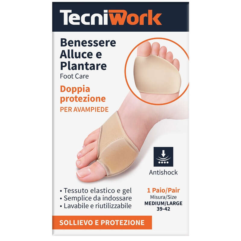 Tecniwork - Cuscinetto doppia protezione alluce e plantare m/l 1 paio