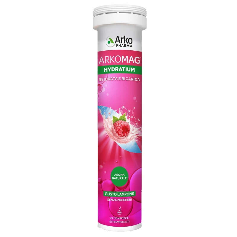 Arkofarm - Arkomag hydratium reidrata e ricarica lampone 24 compresse effervescenti senza zuccheri con edulcorante