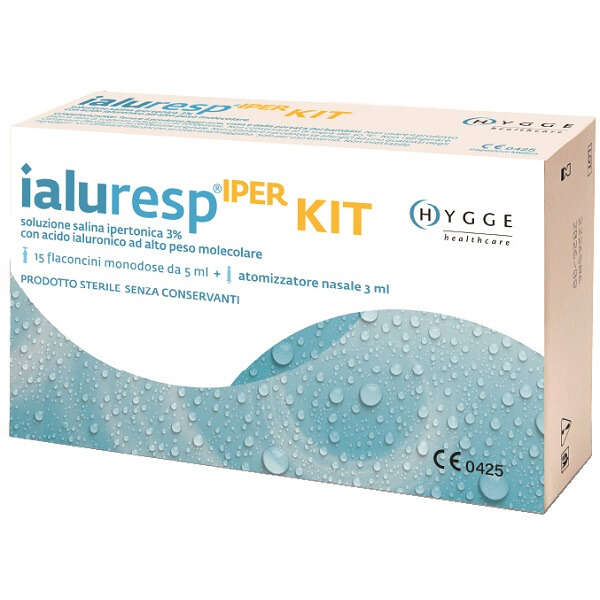 Ialuresp dart 100 - Kit ialuresp iper 15 flaconcini monodose da 5 ml + atomizzatore nasale 3 ml