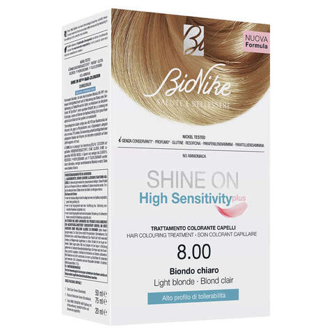 Bionike - Shine on high sensitivity plus biondo chiaro 8,00 rivelatore in crema 75 ml + crema colorante 50 ml