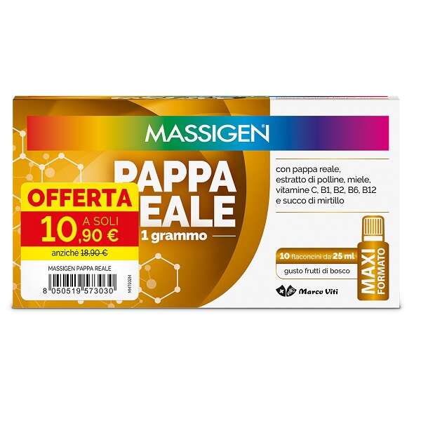 Massigen - Pappa reale 10 flaconcini da 25 ml 10,90 e