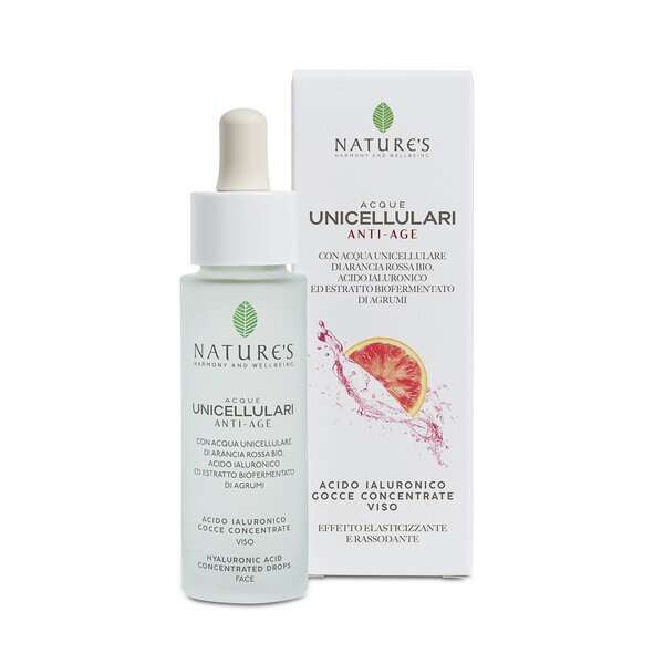 Bios line - Acque unicellulari acido jaluronico gocce viso anti age arancia rossa 30 ml nature's
