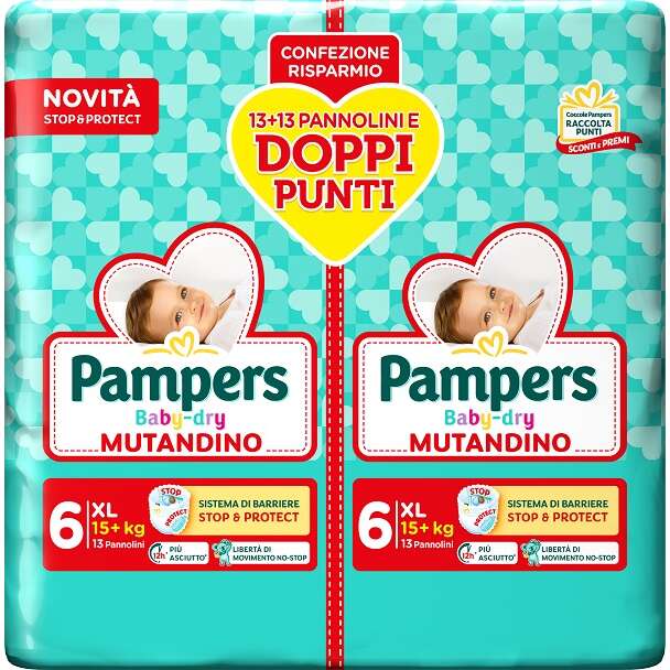 Pampers - BABY DRY PANNOLINO MUTANDINA EXTRA LARGE DUO 26 PEZZI