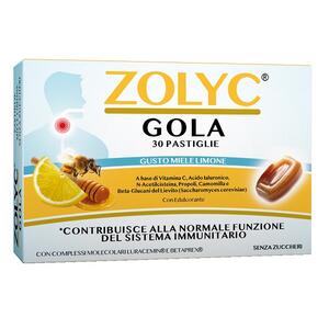 Zolyc gola miele limone - 30 pastiglie con edulcorante senza zuccheri senza glutine naturalmente privo di lattosio