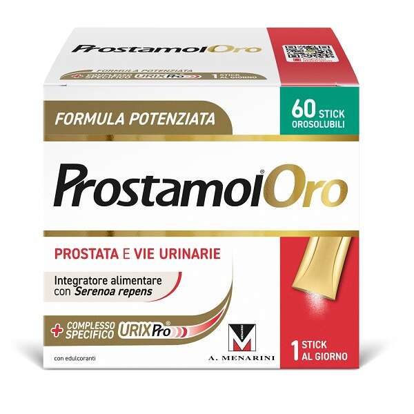 Prostamol - Oro 60 stick orosolubili da 1,6 g gusto frutti rossi con edulcoranti senza zuccheri senza glutine naturalmente privo di lattosio