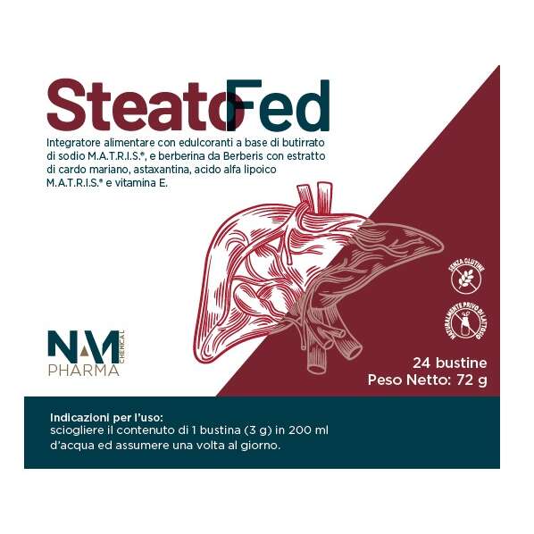Steatofed - 24 bustine da 3 g con edulcoranti senza glutine senza lattosio