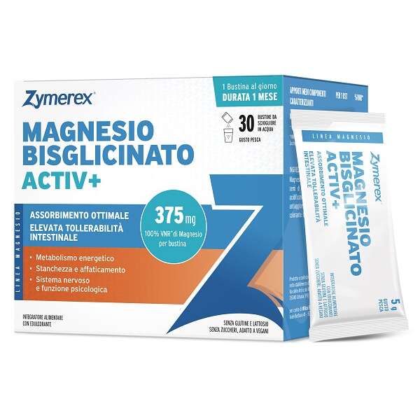 Zymerex - Magnesio bisglicinato 30 bustine senza glutine senza lattosio con edulcorante