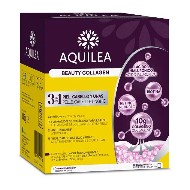 Aquilea - Beauty collagen 30 bustine gusto fragola senza glutine senza lattosio