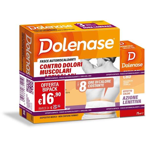 Dolenase - Fasce autoriscaldanti 3 pezzi + emulgel cbd 75 ml