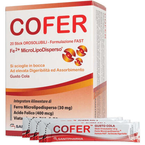 Sanitpharma - Cofer 20 stick orosolubili da 1,6 g gusto cola