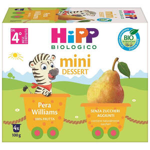 Hipp - Bio mini dessert pera williams 4 vasetti x 100 g senza zuccheri aggiunti e senza glutine