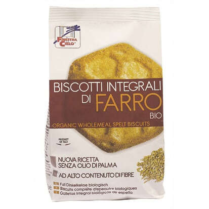 Buongiornobio - Fsc biscotti integrali di farro bioa ad alto contenuto di fibre con olio di girasole senza olio di palma 400 g