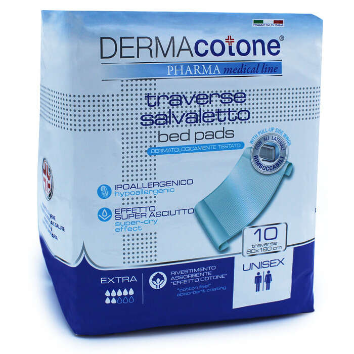Dermacotone - Traversa salvaletto con ali per incontinenza  80x180cm 10 pezzi
