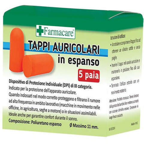 Farmacare - Tappi auricolari espanso 5 paia