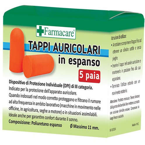 Farmacare - Tappi auricolari espanso 5 paia