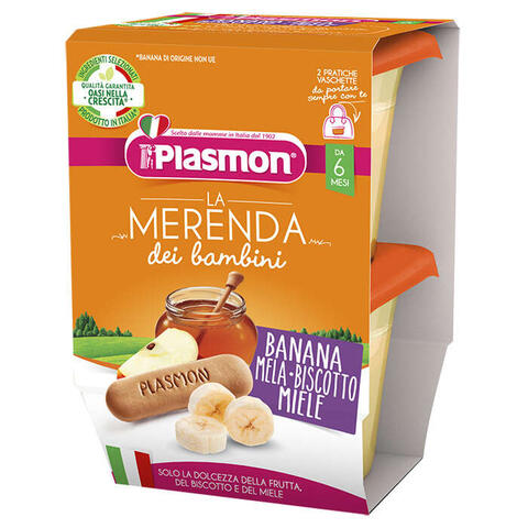 Plasmon - La merenda dei bambini merende banana mela biscotto miele asettico 2 x 120 g