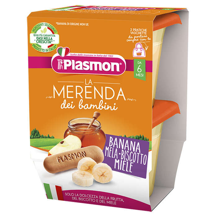 Plasmon - La merenda dei bambini merende banana mela biscotto miele asettico 2 x 120 g