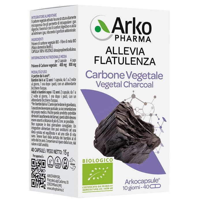 Arkofarm - Arko capsule carbone vegetale bio 40 capsule