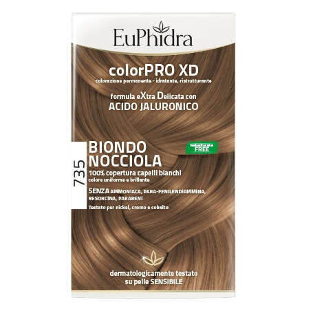 Euphidra - Colorpro xd 735 biondo nocciola gel colorante capelli in flacone + attivante + balsamo + guanti
