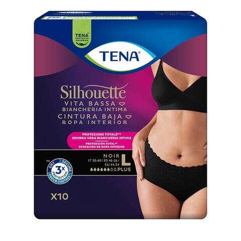 Tena - Pannolone a mutandina assorbente  silhouette noir l vita bassa 10 pezzi