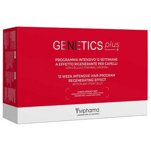 Vivipharma - Genetics plus programma intensivo 12 settimane a effetto rigenerante per capelli con cellule staminali vegetali 14 fiale 5 ml + 1 spray 100 ml