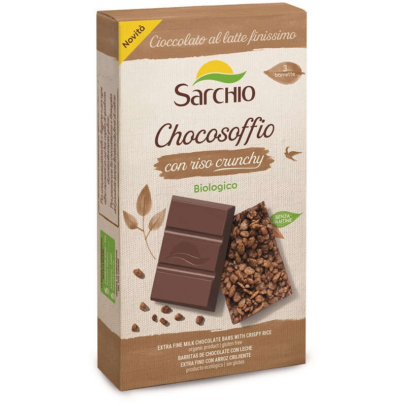 Con riso crunchy - Chocosoffio barretta cioccolato latte finissimo e riso croccante 3 pezzi da 25 g
