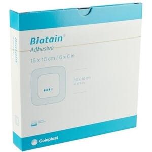 Coloplast biatain adhesive - Medicazione biatain in schiuma di poliuretano assorbente con bordo adesivo 7,5x7,5cm 10 pezzi