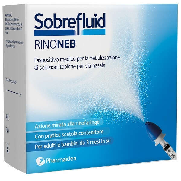 Sobrefluid - Rinoneb dispositivo nebulizzatore + siringa luer  lock da 50 ml + agocannula per prelievo soluzione